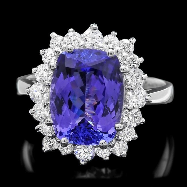 14k Gold 5.0ct Tanzanite 0.85ct Diamond Ring: Retail: $11,750.00 ****** 14k Gold 5.0ct Tanzanite 0.85ct Diamond Ring ****** Metal: 14k Solid White Gold / Size: 7.25 / Total Item Weight: 5.5 grams / Country Made: United States / / Main Stone: Tanz
