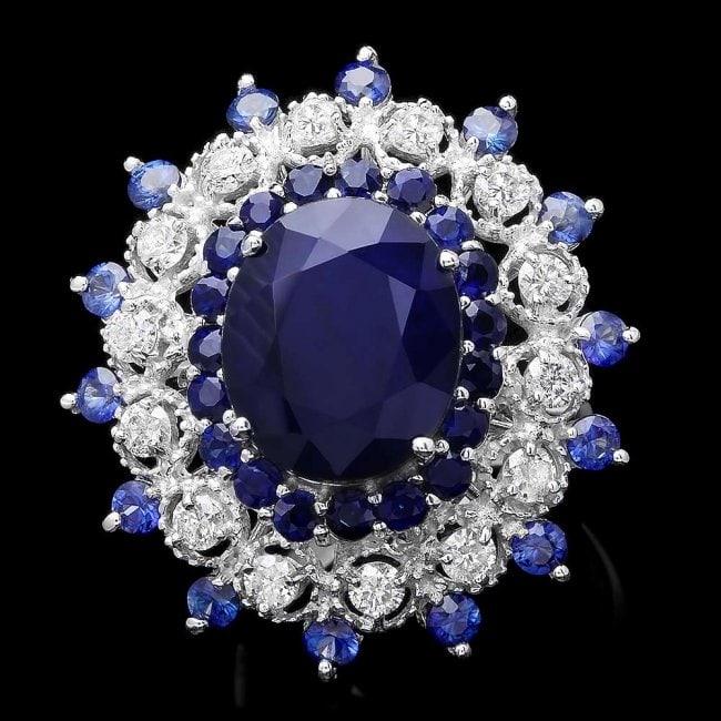 14k White Gold 9ct Sapphire 0.90ct Diamond Ring: Retail: $7,800.00 ****** 14k White Gold 9ct Sapphire 0.90ct Diamond Ring ****** Metal: 14k Solid White Gold / Size: 8 / Total Item Weight: 9 grams / Country Made: United States / / Main Stone: Sapphir