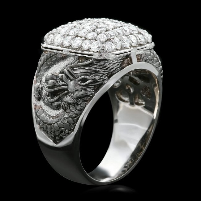14k White Gold 2.00ct Diamond Mens Ring (1 of 4)