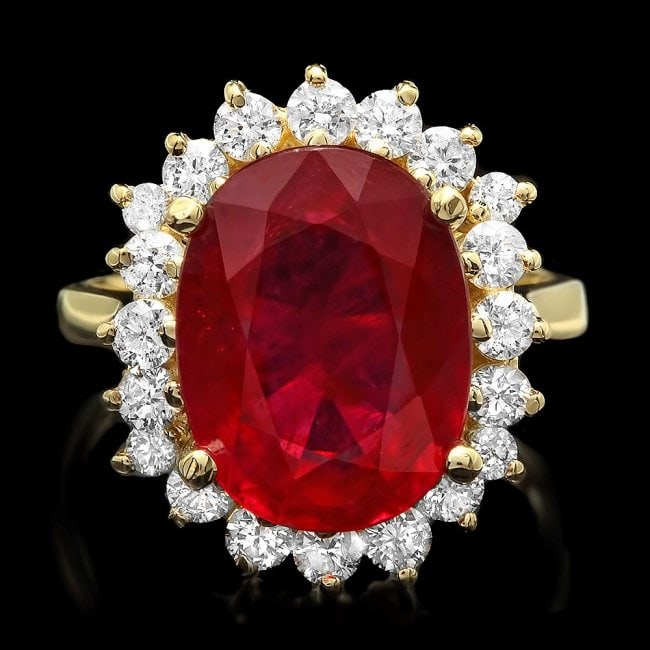 14k Yellow Gold 7.50ct Ruby 1.00ct Diamond Ring: Retail: $8,750.00 ****** 14k Yellow Gold 7.50ct Ruby 1.00ct Diamond Ring ****** Metal: 14k Solid Yellow Gold / Size: 7.25 / Total Item Weight: 7.5 grams / Country Made: United States / / Main Stone: R