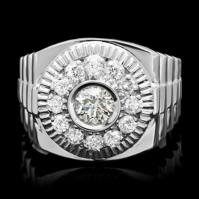 14k White Gold 1ct Diamond Mens Ring (1 of 4)