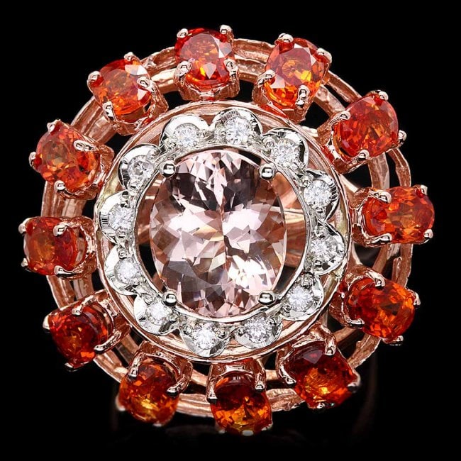 14k 11ctw Morganite Sapphire .40ct Diamond Ring: Retail: $9,200.00 ****** 14k 11ctw Morganite Sapphire .40ct Diamond Ring ****** Metal: 14k Solid Multi-Tone Gold / Size: 7.25 / Total Item Weight: 13.0 grams / Country Made: United States / / Main Sto