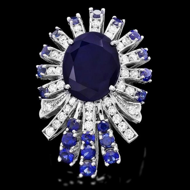 14k White Gold 8ct Sapphire 1.00ct Diamond Ring: Retail: $12,650.00 ****** 14k White Gold 8ct Sapphire 1.00ct Diamond Ring ****** Metal: 14k Solid White Gold / Size: 7 / Total Item Weight: 10.0 grams / Country Made: United States / / Main Stone: Sap