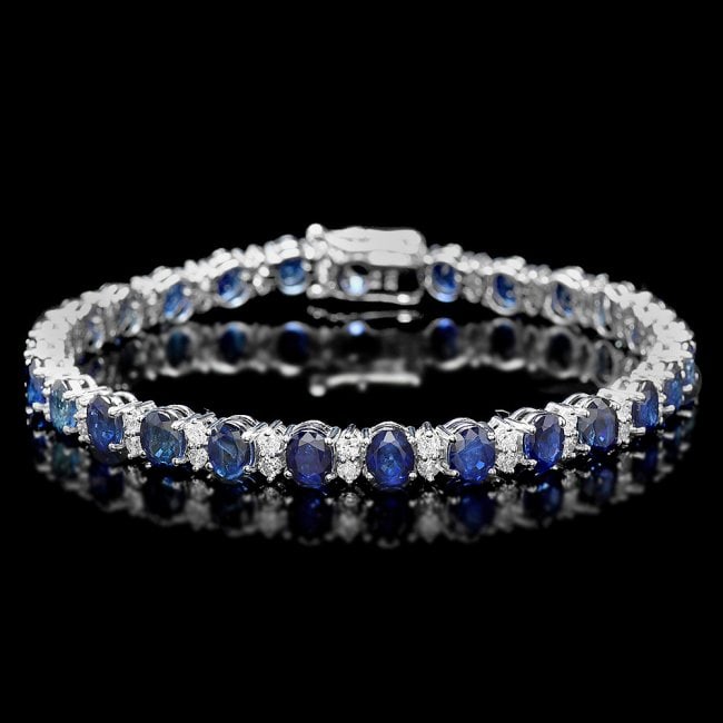 14k Gold 14ct Sapphire 1.80ct Diamond Bracelet: Retail: $21,750.00 ****** 14k Gold 14ct Sapphire 1.80ct Diamond Bracelet ****** Metal: 14k Solid White Gold / Size: 7 / Total Item Weight: 13.5 grams / Country Made: United States / / Main Stone: Sapp