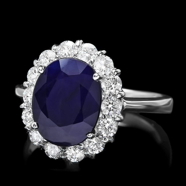 14k Gold 5.00ct Sapphire 1.00ct Diamond Ring: Retail: $5,900.00 ****** 14k Gold 5.00ct Sapphire 1.00ct Diamond Ring ****** Metal: 14k Solid White Gold / Size: 7.25 / Total Item Weight: 5.5 grams / Country Made: United States / / Main Stone: Sapph