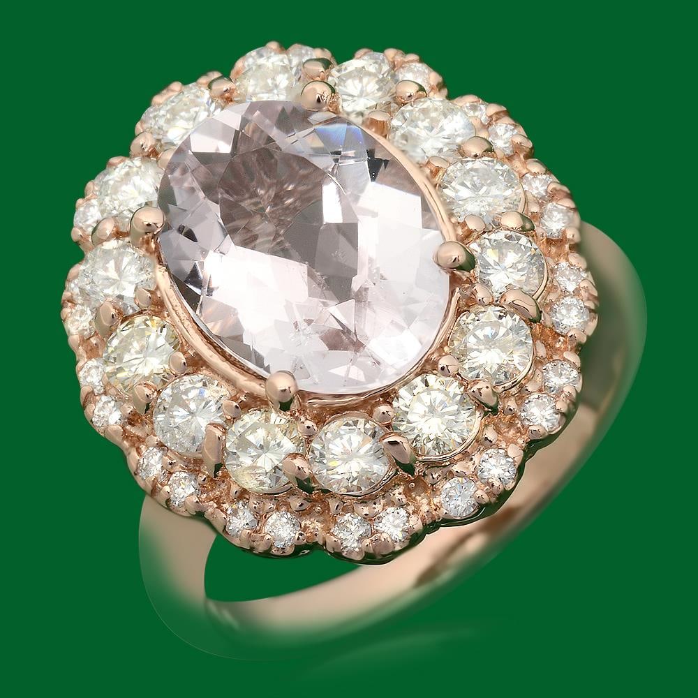 14k Gold 3.07ct Morganite 1.60ct Diamond Ring: Retail: $6,700.00 ****** 14k Gold 3.07ct Morganite 1.60ct Diamond Ring ****** Metal: 14k Solid Yellow Gold / Total Item Weight: 7.6 grams / Country Made: United States / / Main Stone: Morganite /
