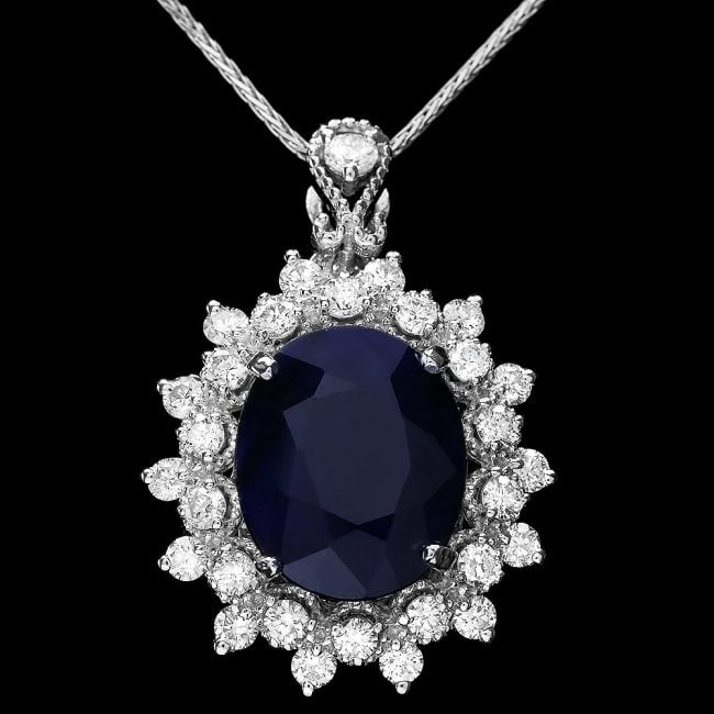 14k Gold 4.40ct Sapphire 0.85ct Diamond Pendant (1 of 6)