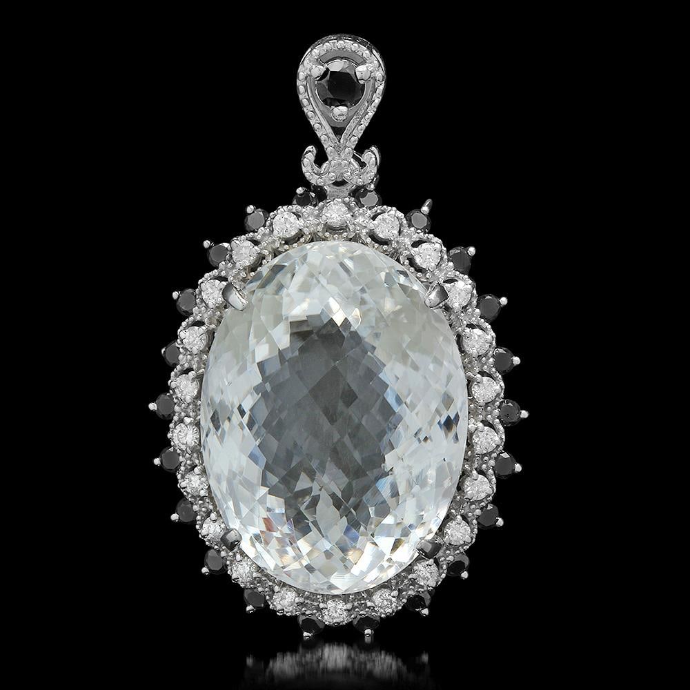 14K Gold 36.93ct Quartz 1.33cts Diamond Pendant (1 of 4)