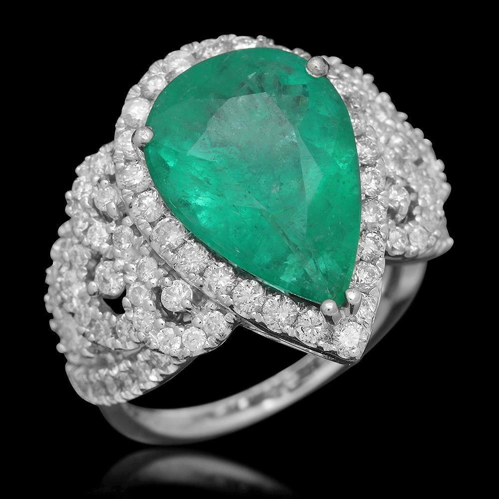 14K Gold 4.55 Emerald 1.20 Diamond Ring: Retail: $19,183.00 ****** 14K Gold 4.55 Emerald 1.20 Diamond Ring ****** Metal: 14K Solid Gold / Total Item Weight: 9.9 grams / Country Made: United States / / Main Stone: Emerald / Color: Green / Car