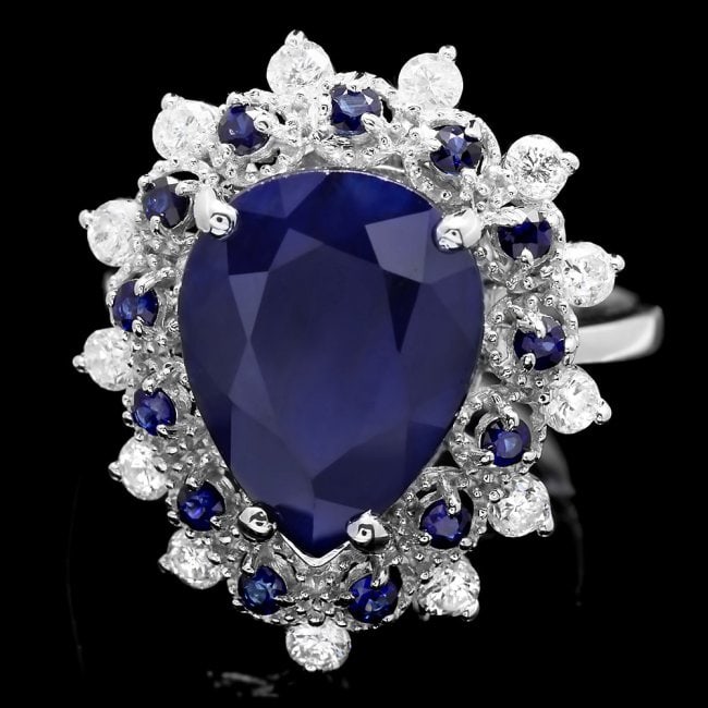 14k Gold 5.55ct Sapphire 0.55ct Diamond Ring: Retail: $6,200.00 ****** 14k Gold 5.55ct Sapphire 0.55ct Diamond Ring ****** Metal: 14k Solid White Gold / Size: 6.75 / Total Item Weight: 5.0 grams / Country Made: United States / / Main Stone: Sapph