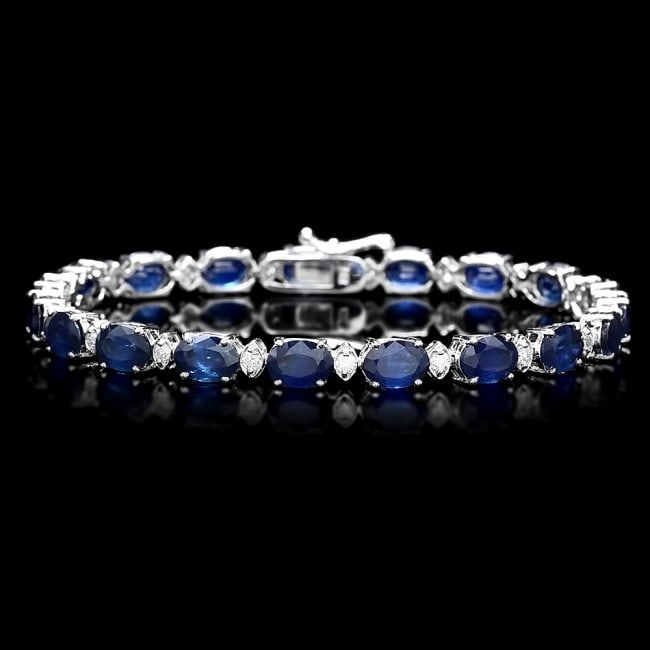 14k Gold 16ct Sapphire 0.75ct Diamond Bracelet: Retail: $8,900.00 ****** 14k Gold 16ct Sapphire 0.75ct Diamond Bracelet ****** Metal: 14k Solid White Gold / Size: 7.25 / Total Item Weight: 11.0 grams / Country Made: United States / / Main Stone: Sa