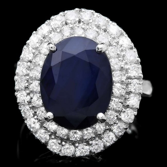 14k Gold 8.00ct Sapphire 1.65ct Diamond Ring: Retail: $13,620.00 ****** 14k Gold 8.00ct Sapphire 1.65ct Diamond Ring ****** Metal: 14k Solid White Gold / Size: 7.25 / Total Item Weight: 8.0 grams / Country Made: United States / / Main Stone: Sapp