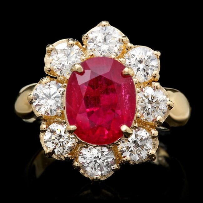 14k Yellow Gold 4.50ct Ruby 2.20ct Diamond Ring: Retail: $18,960.00 ****** 14k Yellow Gold 4.50ct Ruby 2.20ct Diamond Ring ****** Metal: 14k Solid Yellow Gold / Size: 7 / Total Item Weight: 8.0 grams / Country Made: United States / / Main Stone: Rub