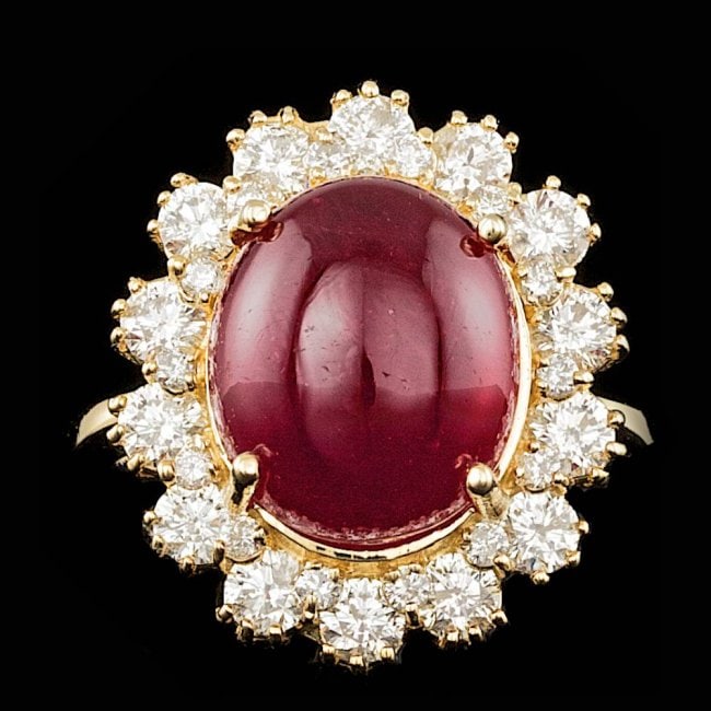 14k Yellow Gold 9.50ct Ruby 1.40ct Diamond Ring: Retail: $14,200.00 ****** 14k Yellow Gold 9.50ct Ruby 1.40ct Diamond Ring ****** Metal: 14k Solid Yellow Gold / Size: 7 / Total Item Weight: 7.0 grams / Country Made: United States / / Main Stone: Rub