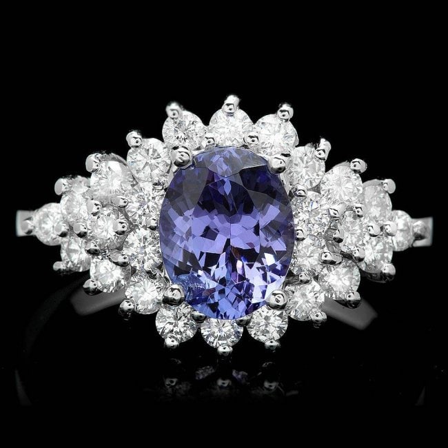 14k Gold 2.00ct Tanzanite 1.10ct Diamond Ring: Retail: $6,500.00 ****** 14k Gold 2.00ct Tanzanite 1.10ct Diamond Ring ****** Metal: 14k Solid White Gold / Size: 8 / Total Item Weight: 5.0 grams / Country Made: United States / / Main Stone: Tanzani