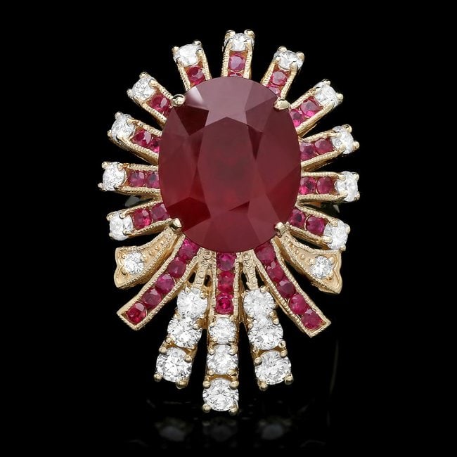 14k Yellow Gold 14ct Ruby 1.85ct Diamond Ring (1 of 4)