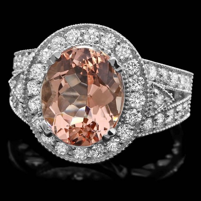 14k White Gold 5ct Morganite 1.40ct Diamond Ring (1 of 4)