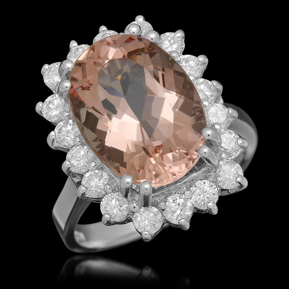 14K Gold 6.23ct Morganite 1.16ct Diamond Ring: Retail: $8,850.00 ****** 14K Gold 6.23ct Morganite 1.16ct Diamond Ring ****** Metal: 14K Solid Gold / Total Item Weight: 7.1 grams / Country Made: United States / / Main Stone: Morganite / Color: Pink