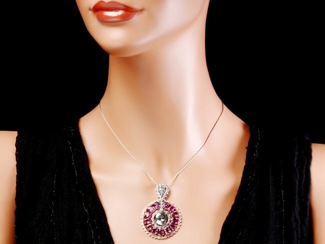 14k Solid Aquamarine Sapphire Diamond Pendant: Retail: $19,850.00 ****** 14k Solid Aquamarine Sapphire Diamond Pendant ****** Metal: 14k Solid Multi-Tone Gold / Size: 16 / Total Item Weight: 16.5 grams / Country Made: United States / / Main Stone: