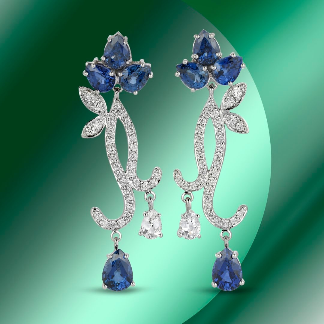 14K Gold 10.63cts Sapphire & 1.76cts Diamond Earrings: Retail: $16,585***** 14K Gold 10.63cts Sapphire & 1.76cts Diamond Earrings ****** Metal: 14K White Gold/ Total Wt.: 14.2g/ Country Made USA// Main Stone: Sapphire / Carat Total Wt: 10.63cts /