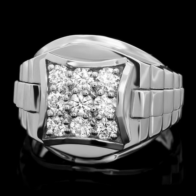 14k White Gold 1.15ct Diamond Mens Ring (1 of 5)