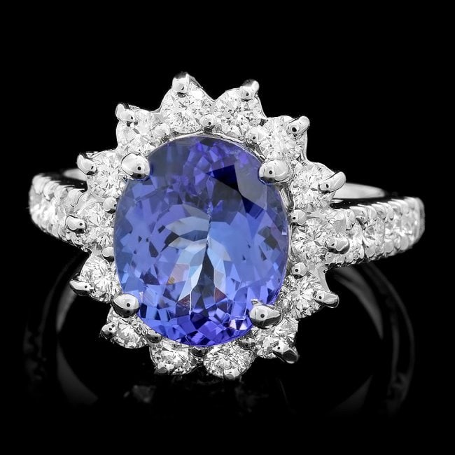 14k Gold 3.50ct Tanzanite 1.00ct Diamond Ring: Retail: $9,800.00 ****** 14k Gold 3.50ct Tanzanite 1.00ct Diamond Ring ****** Metal: 14k Solid White Gold / Size: 6.75 / Total Item Weight: 6.5 grams / Country Made: United States / / Main Stone: Tanz