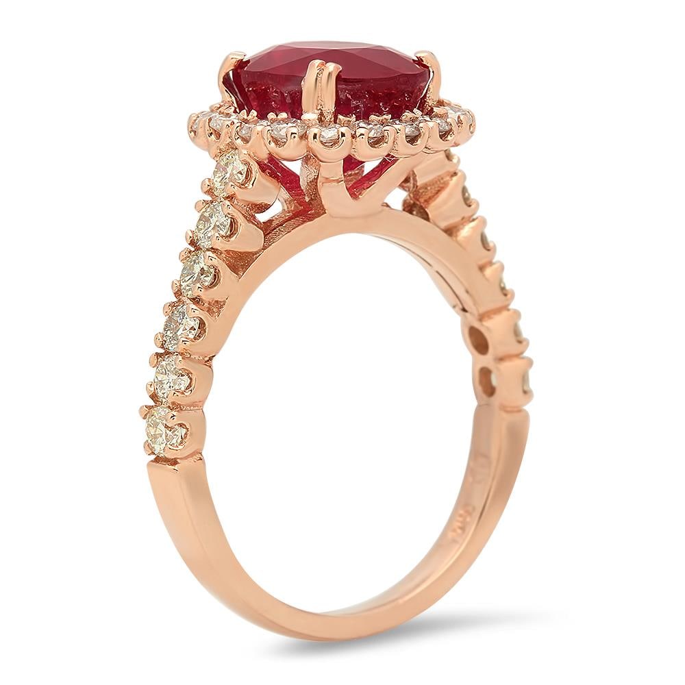 14K Gold 4.43ct Ruby 1.05cts Diamond Ring: Retail: $4,660.00 ****** 14K Gold 4.43ct Ruby 1.05cts Diamond Ring ****** Metal: 14K Rose Gold / Total Item Weight: 5.1 grams / Country Made: United States / / Main Stone: Ruby / Color: Red / Carat To