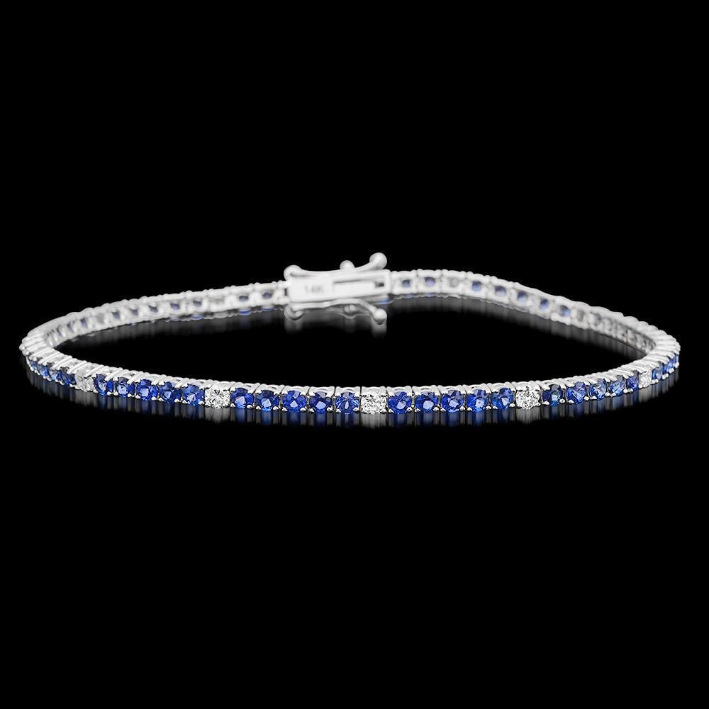 14k White Gold 3.42ct Sapphire 0.71ct Diamond Bracelet: Retail: $4,500.00 ****** 14k White Gold 3.42ct Sapphire 0.71ct Diamond Bracelet ****** Metal: 14K White Gold / Total Item Weight: 6.7 grams / Country Made: United States / / Main Stone: Sapphire / Col