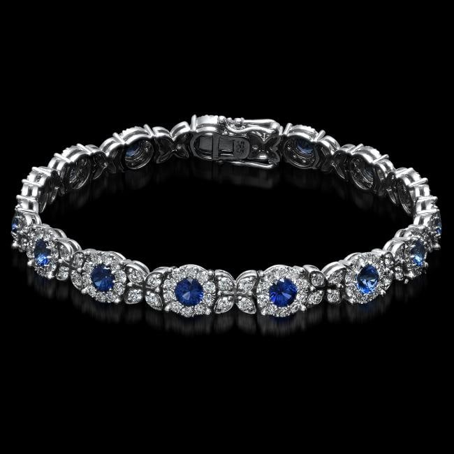 14K Gold 5.69ct Sapphire 3.88ct Diamond Bracelet (1 of 4)