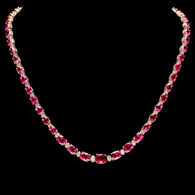 14k Gold 26ct Tourmaline 1.40ct Diamond Necklace (1 of 7)