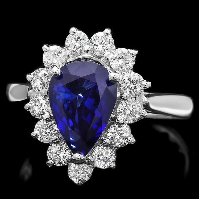 14k Gold 2.07ct Sapphire 0.75ct Diamond Ring: Retail: $7,000.00 ****** 14k Gold 2.07ct Sapphire 0.75ct Diamond Ring ****** Metal: 14k Solid White Gold / Size: 7 / Total Item Weight: 4.3 grams / Country Made: United States / / Main Stone: Sapphire