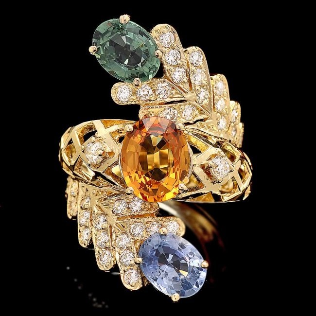 14k Yellow Gold 5ct Sapphire 1.00ct Diamond Ring: Retail: $12,850.00 ****** 14k Yellow Gold 5ct Sapphire 1.00ct Diamond Ring ****** Metal: 14k Solid Yellow Gold / Size: 6.5 / Total Item Weight: 9.5 grams / Country Made: United States / / Main Stone: