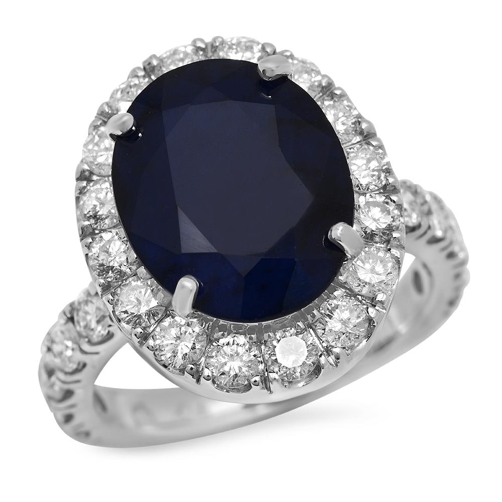 14K Gold 8.00ct Sapphire 2.00ct Diamond Ring (1 of 5)