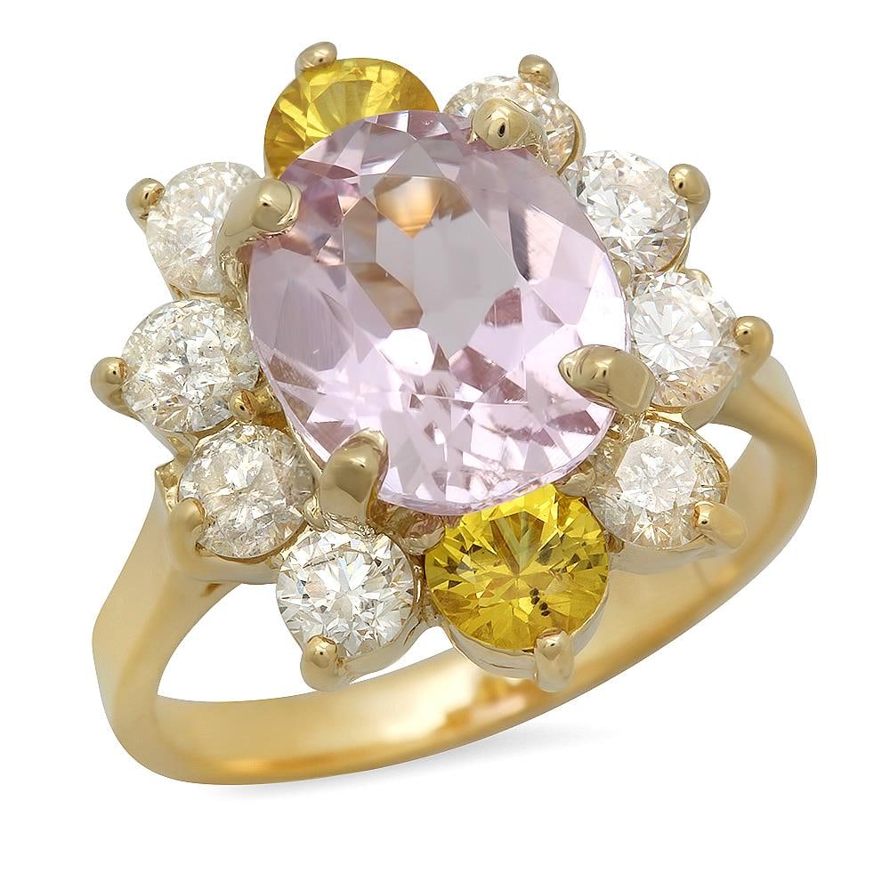 14K Gold 3.61ct Kunzite 0.86ct Sapphire 1.36ct Diamond Ring (1 of 5)