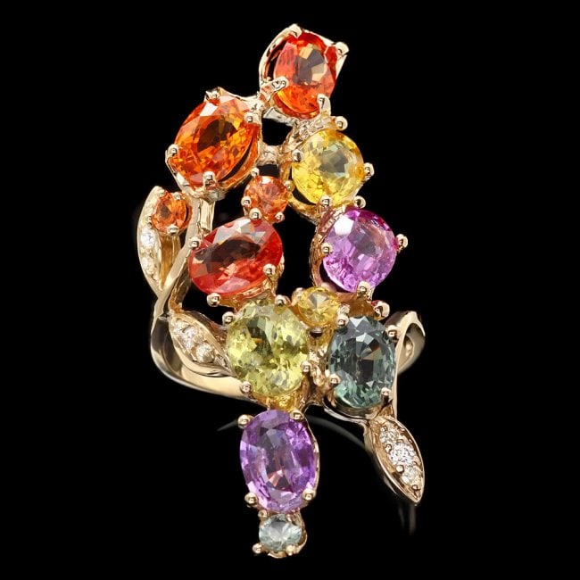 14k Yellow Gold 10ct Sapphire 0.20ct Diamond Ring (1 of 5)