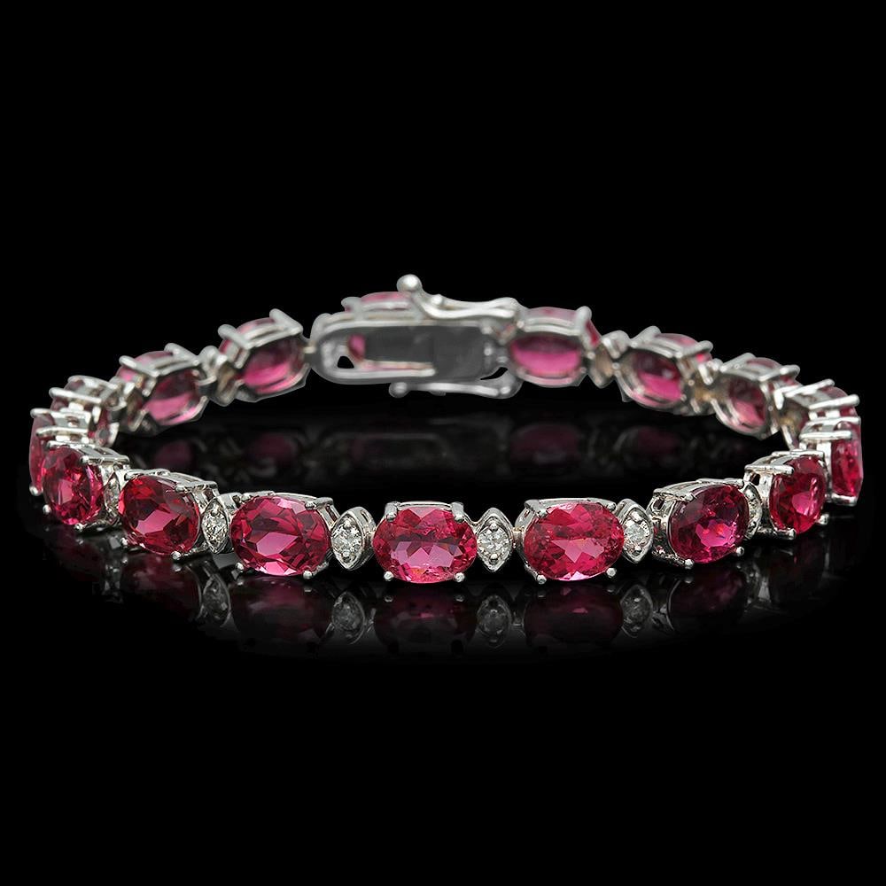 14K Gold 22.52ct Tourmaline 1.02ct Diamond Bracelet (1 of 4)