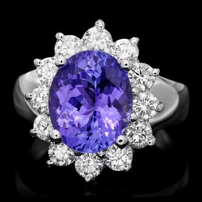 14k Gold 3.50ct Tanzanite 1.30ct Diamond Ring: Retail: $15,470.00 ****** 14k Gold 3.50ct Tanzanite 1.30ct Diamond Ring ****** Metal: 14k Solid White Gold / Size: 6.5 / Total Item Weight: 7.5 grams / Country Made: United States / / Main Stone:
