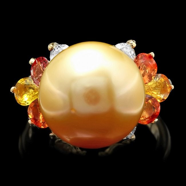 14k Yellow Gold 13mm Pearl 0.56ct Diamond Ring: Retail: $8,500.00 ****** 14k Yellow Gold 13mm Pearl 0.56ct Diamond Ring ****** Metal: 14k Solid Yellow Gold / Size: 7.5 / Total Item Weight: 9.2 grams / Country Made: United States / / Main Stone: Pea