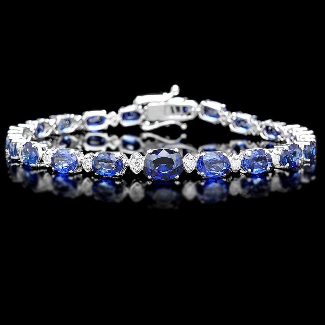 14k Gold 14ct Sapphire 0.65ct Diamond Bracelet: Retail: $9,500.00 ****** 14k Gold 14ct Sapphire 0.65ct Diamond Bracelet ****** Metal: 14k Solid White Gold / Size: 7.5 / Total Item Weight: 10.0 grams / Country Made: United States / / Main Stone: Sap