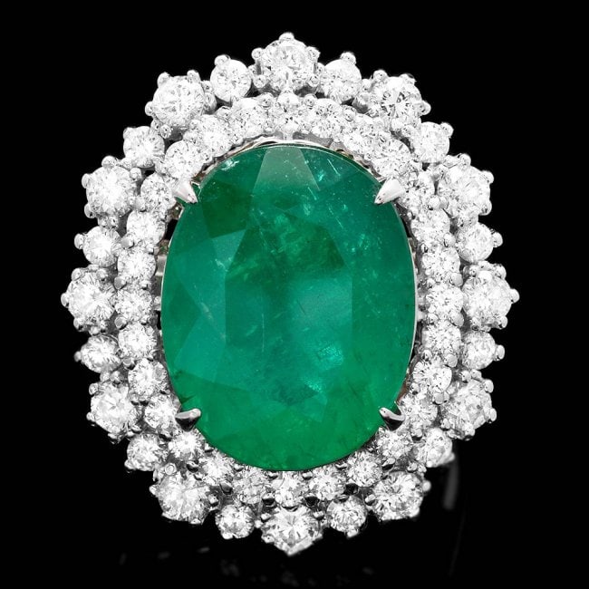 14k White Gold 8.10ct Emerald 1.80ct Diamond Ring (1 of 5)