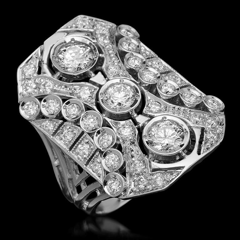 14K Gold 2.52ct Diamond Ring: Retail: $12,830.00 ******14k Gold Diamond Ring****** Metal: 14K Solid White Gold / Total Item Weight: 10.7 grams / Country Made: United States / / Main Stone: Diamond / Carat Total Weight: 2.52 / Trea