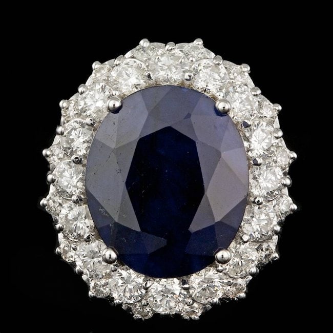 14k Gold 7.50ct Sapphire 1.75ct Diamond Ring: Retail: $14,700.00 ****** 14k Gold 7.50ct Sapphire 1.75ct Diamond Ring ****** Metal: 14k Solid White Gold / Size: 7.5 / Total Item Weight: 8.5 grams / Country Made: United States / / Main Stone: Sapph