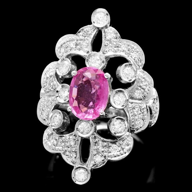 14k Gold 2.00ct Sapphire 1.00ct Diamond Ring: Retail: $8,600.00 ****** 14k Gold 2.00ct Sapphire 1.00ct Diamond Ring ****** Metal: 14k Solid White Gold / Size: 7.25 / Total Item Weight: 8.5 grams / Country Made: United States / / Main Stone: Sapph