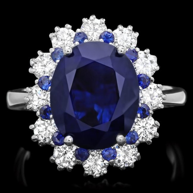 14k White Gold 6ct Sapphire 1.10ct Diamond Ring: Retail: $7,400.00 ****** 14k White Gold 6ct Sapphire 1.10ct Diamond Ring ****** Metal: 14k Solid White Gold / Size: 7.5 / Total Item Weight: 6 grams / Country Made: United States / / Main Stone: Sapph