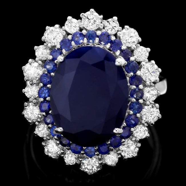 14k White Gold 7.2ct Sapphire 1.00ct Diamond Ring: Retail: $7,750.00 ****** 14k White Gold 7.2ct Sapphire 1.00ct Diamond Ring ****** Metal: 14k Solid White Gold / Size: 7 / Total Item Weight: 7.0 grams / Country Made: United States / / Main Stone: Sap
