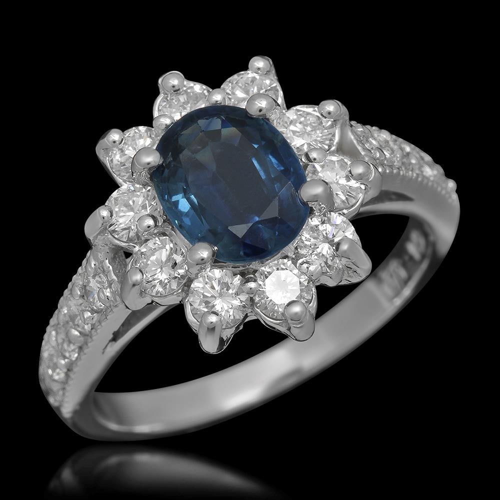 14K Gold 1.44ct Sapphire 1.02ct Diamond Ring (1 of 5)
