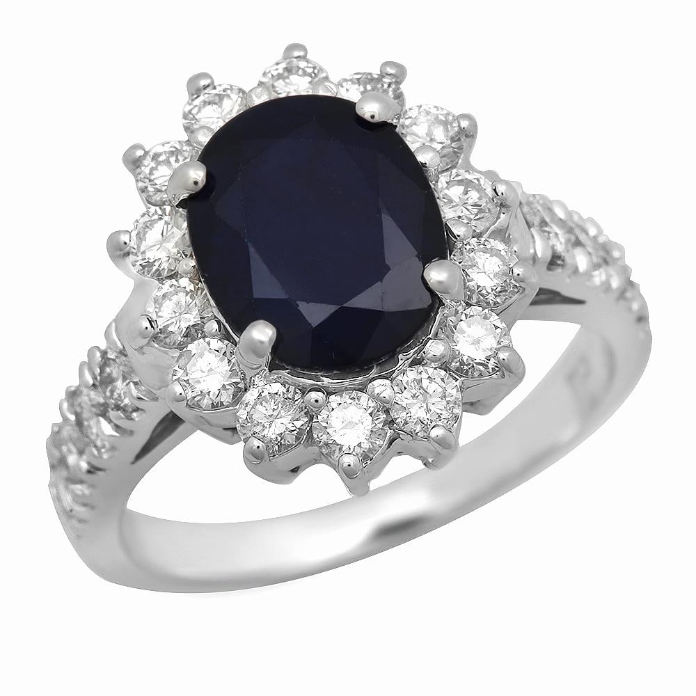 14K Gold 2.47ct Sapphire 1.12ct Diamond Ring (1 of 5)