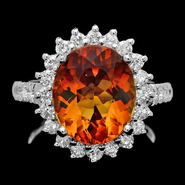 14k White Gold 5.00ct Citrine 1.05ct Diamond Ring (1 of 5)