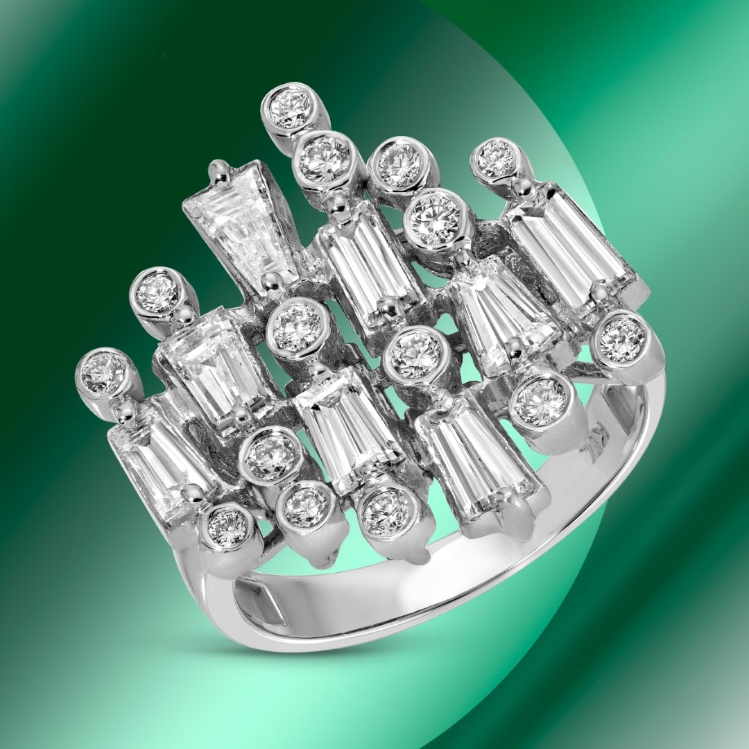 14k Gold 2.03ctc Diamond Ring: Retail: $12,160*****14K Gold Diamond Ring*****Metal: 14K White Gold/ Total Wt.:6.4g / Country Made US// Main Stone: Natural Diamond / Carat Total Wt.: 1.66cts / Treatment: None/ Color: None / Cut: