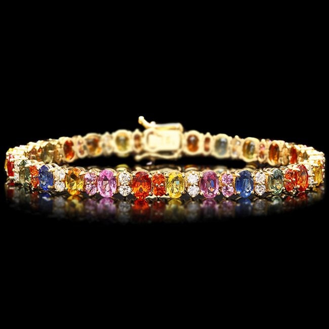 14k Y Gold 18ct Sapphire 1.80ct Diamond Bracelet: Retail: $16,900.00 ****** 14k Y Gold 18ct Sapphire 1.80ct Diamond Bracelet ****** Metal: 14k Solid Yellow Gold / Size: 7.5 / Total Item Weight: 17.0 grams / Country Made: United States / / Main Stone: